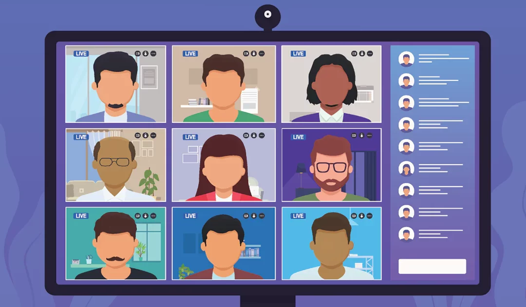 Illustration of a team call to represent the Microsoft Teams features